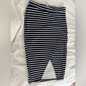 Navy & White Striped Pencil Skirt ~ Size Medium